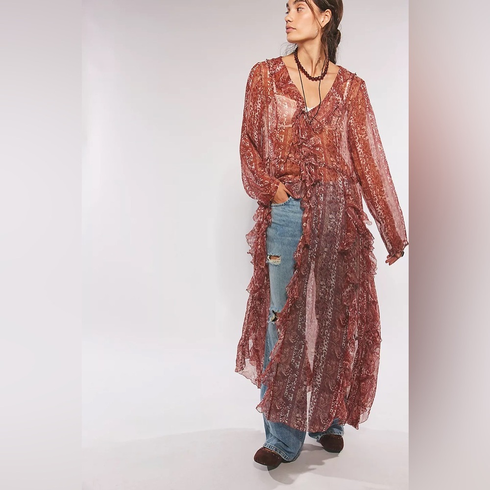 Free People Samantha Chiffon Maxi Top